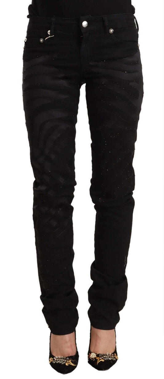 Just Cavalli Schwarze mittlere Taille verziert Skinny Jeans