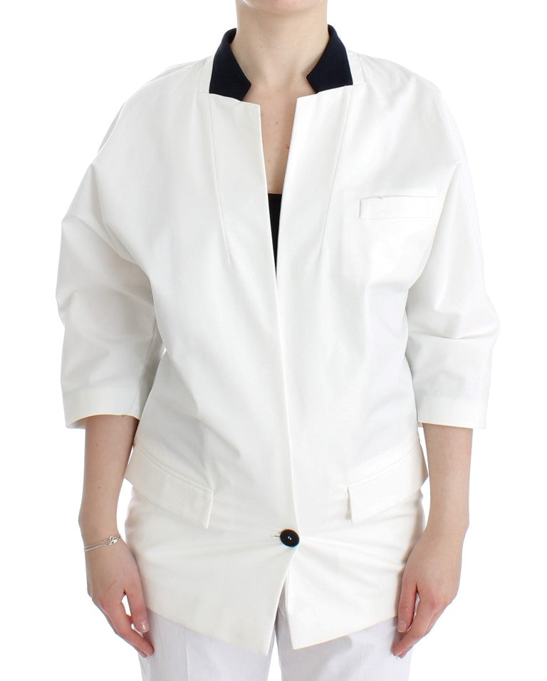 Andrea Pompilio Weiße Baumwolle Blend Oversized Blazer Jacke