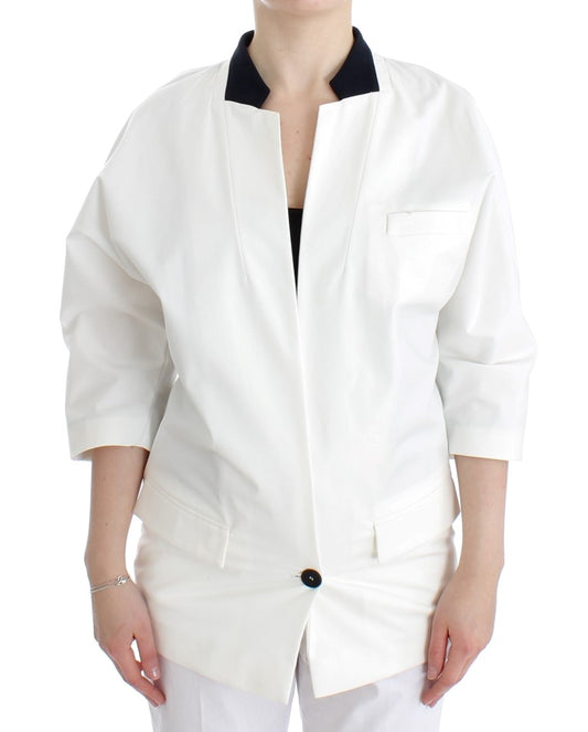 Andrea Pompilio Weiße Baumwolle Blend Oversized Blazer Jacke
