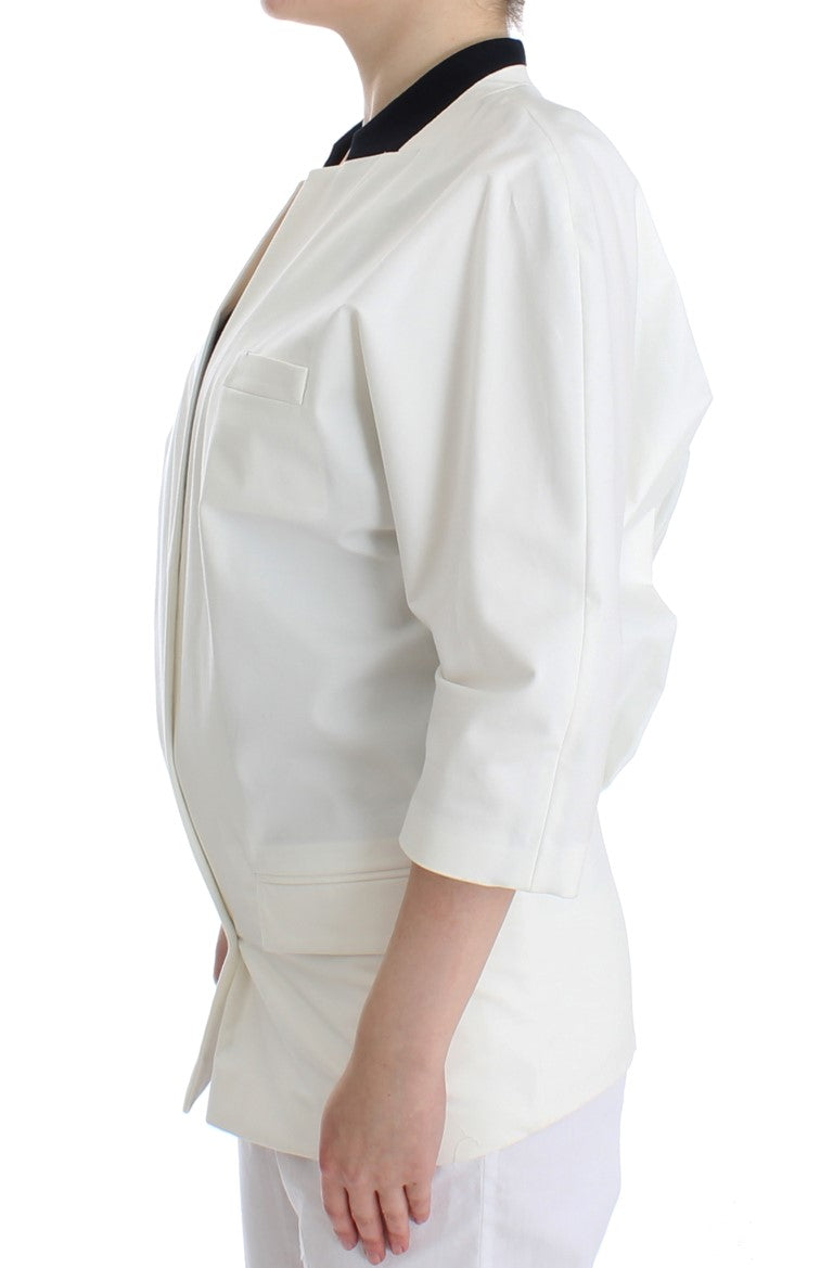 Andrea Pompilio Weiße Baumwolle Blend Oversized Blazer Jacke