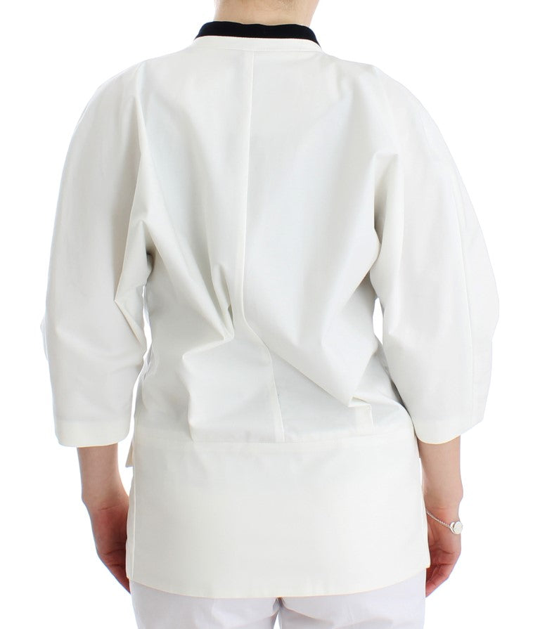Andrea Pompilio Weiße Baumwolle Blend Oversized Blazer Jacke