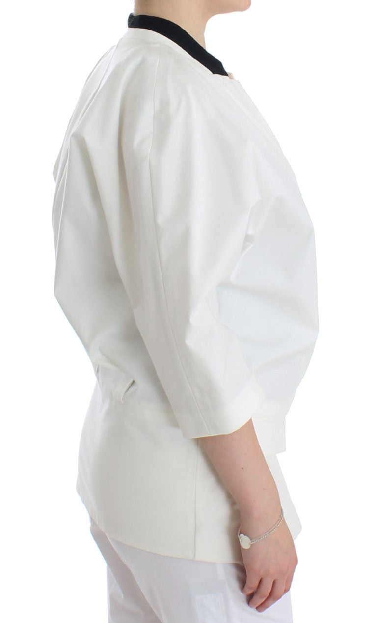 Andrea Pompilio Weiße Baumwolle Blend Oversized Blazer Jacke