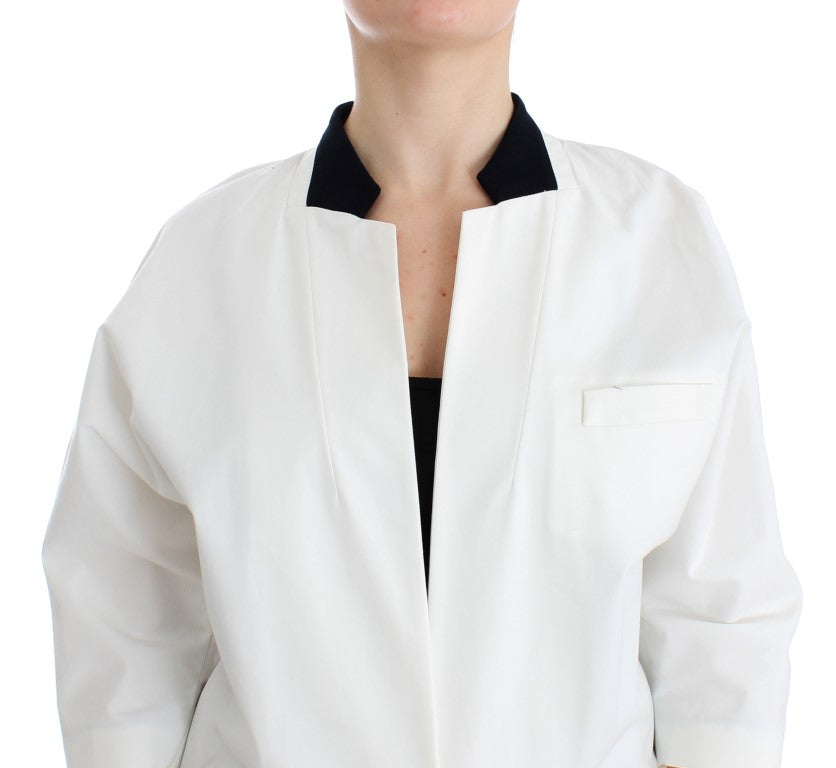 Andrea Pompilio Weiße Baumwolle Blend Oversized Blazer Jacke