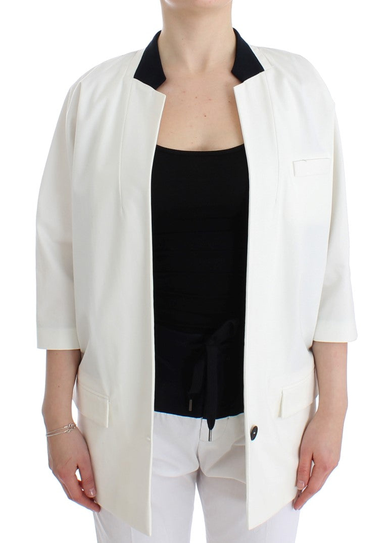 Andrea Pompilio Weiße Baumwolle Blend Oversized Blazer Jacke