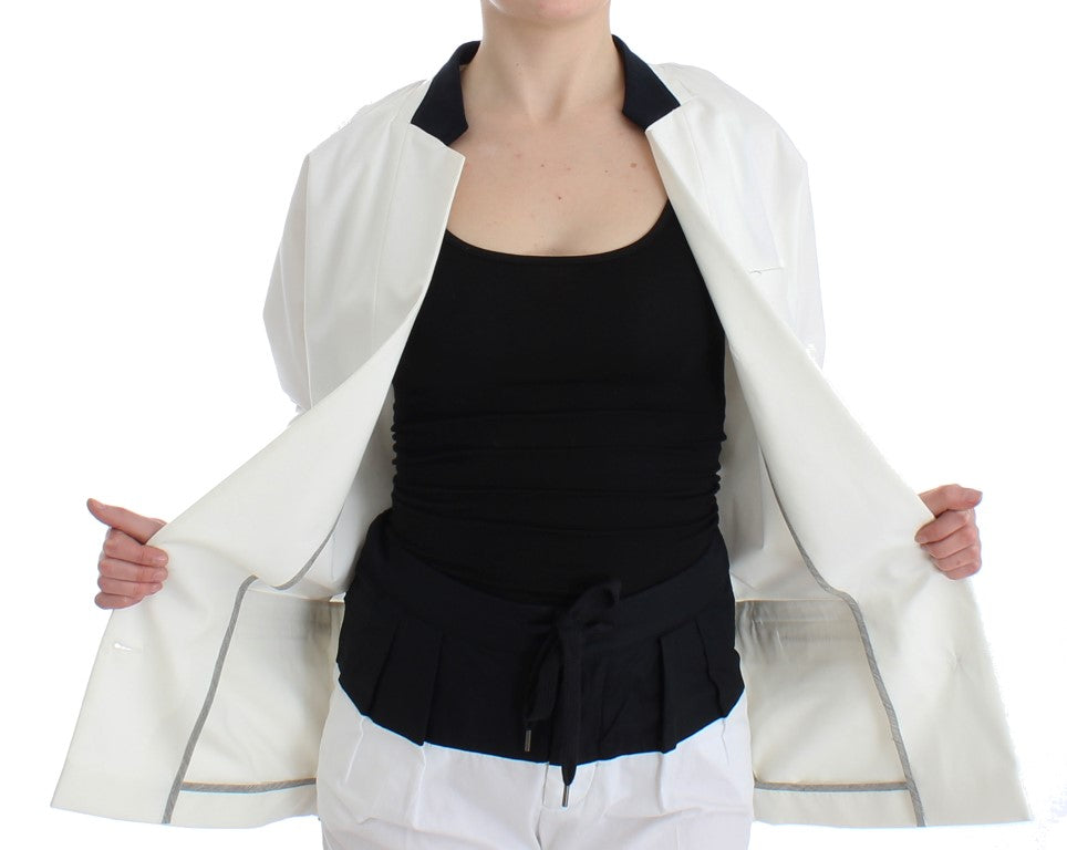 Andrea Pompilio Weiße Baumwolle Blend Oversized Blazer Jacke