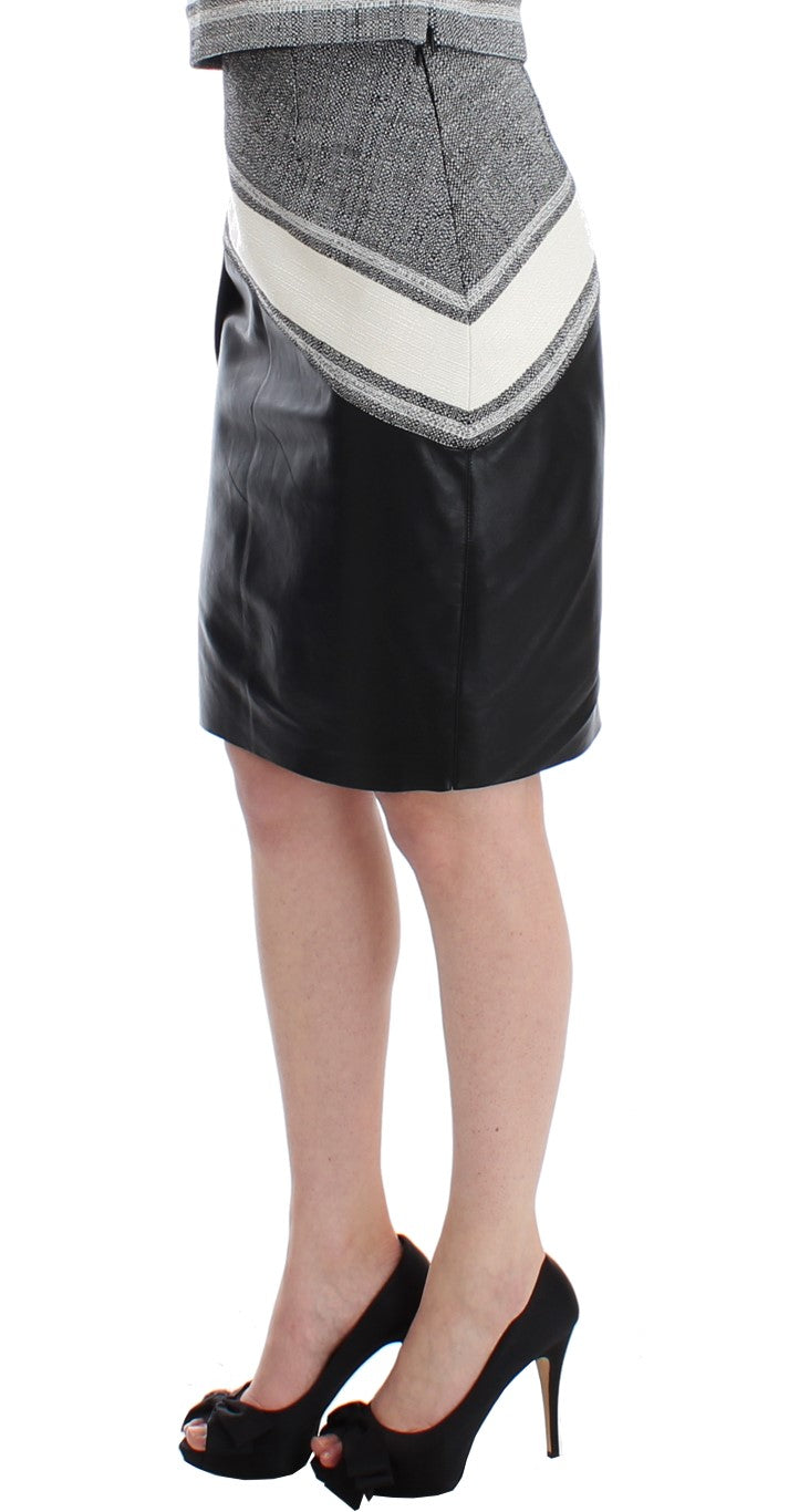 Sachin & Babi Graues schwarzes Liza -Leder Straight Bleistift