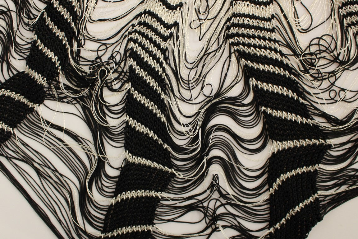 Alice Palmer Weißer schwarz gestrickter assymetrischer Rock