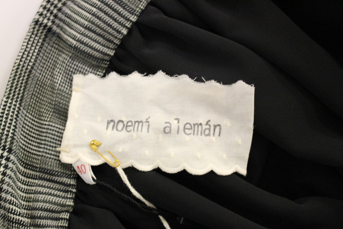 NOEMI ALEMÁN Graue karierte Wollshortsrock