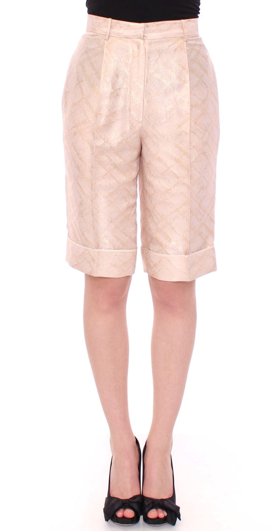 Zeyneptosun Beige Brocade über Knieshorts