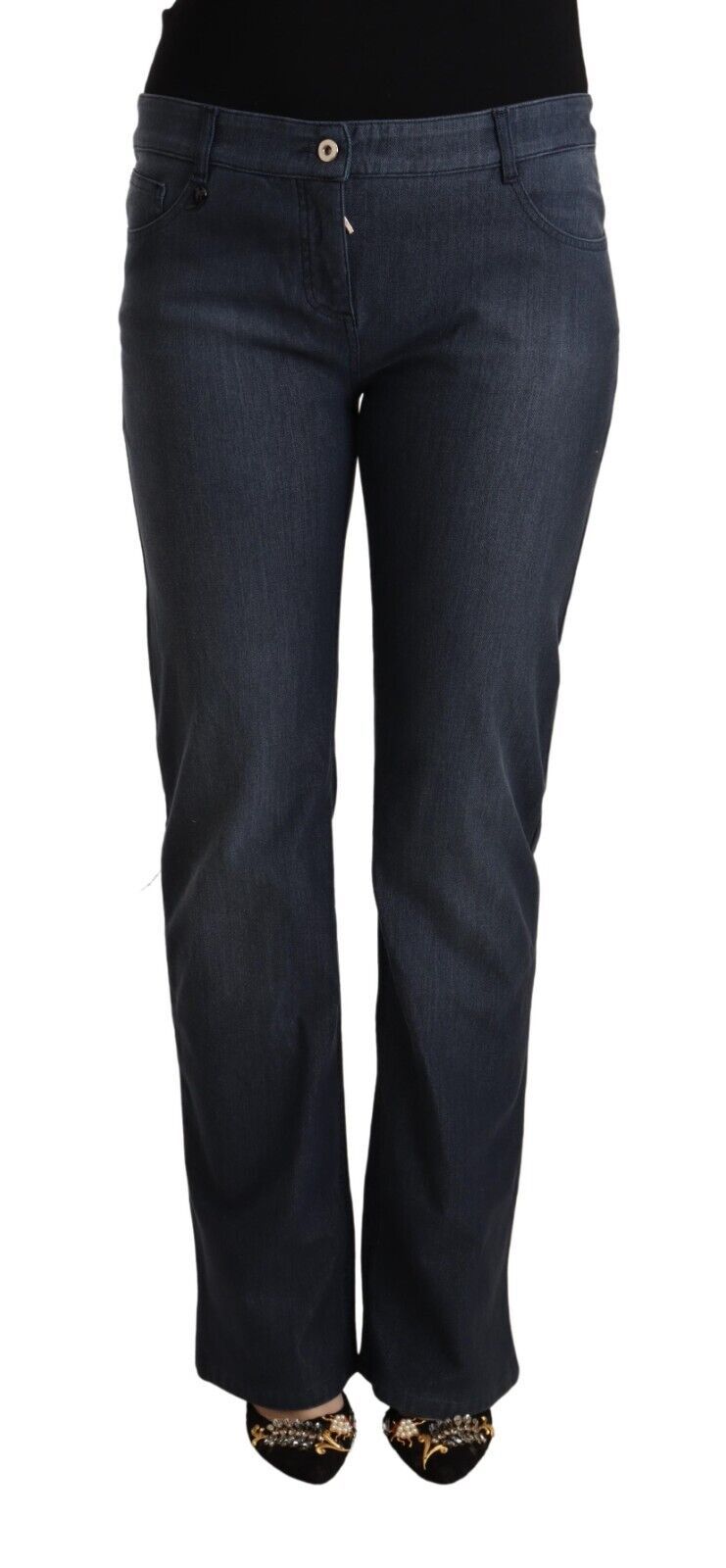 MARGHI LO'Dunkelblau Baumwolle Straight Denim Jeans