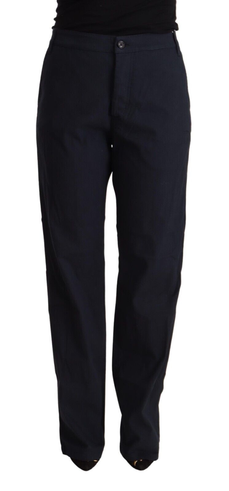 Exte Schwarze hohe Taille Tapered Baumwollhosen