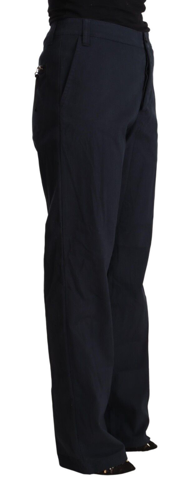 Exte Schwarze hohe Taille Tapered Baumwollhosen