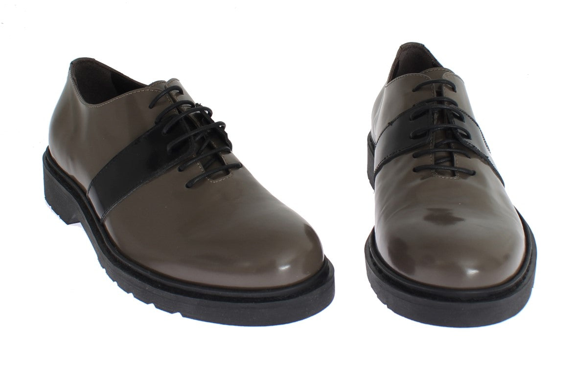 AI_ Graubraune Leder Schnürschuhe Schuhe