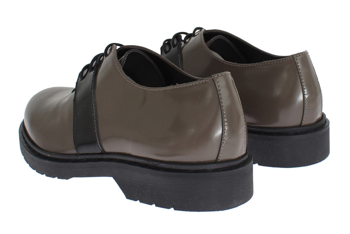 AI_ Graubraune Leder Schnürschuhe Schuhe