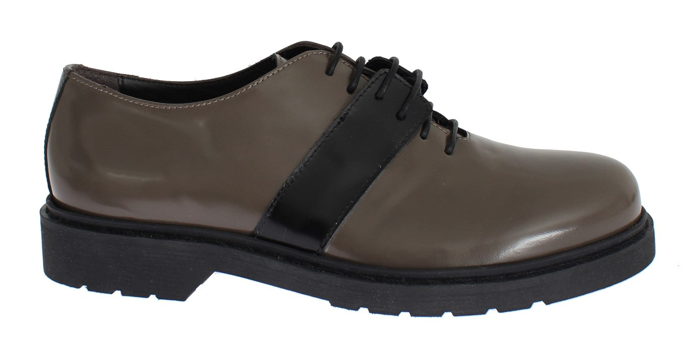 AI_ Graubraune Leder Schnürschuhe Schuhe