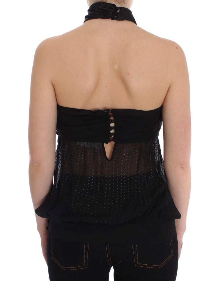 Exte Schwarze Nackenpackbluse