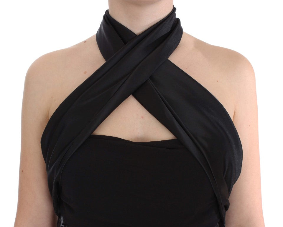 Exte Schwarze Nackenpackbluse