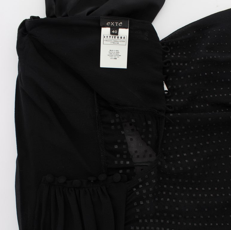 Exte Schwarze Nackenpackbluse