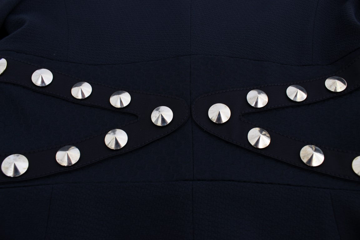 Exte Schwarzes Baumwolldehnungsgold Studded Blazer Jacke