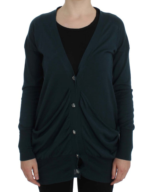 PINK MEMORIES Green Button Down Cardigan Pullover