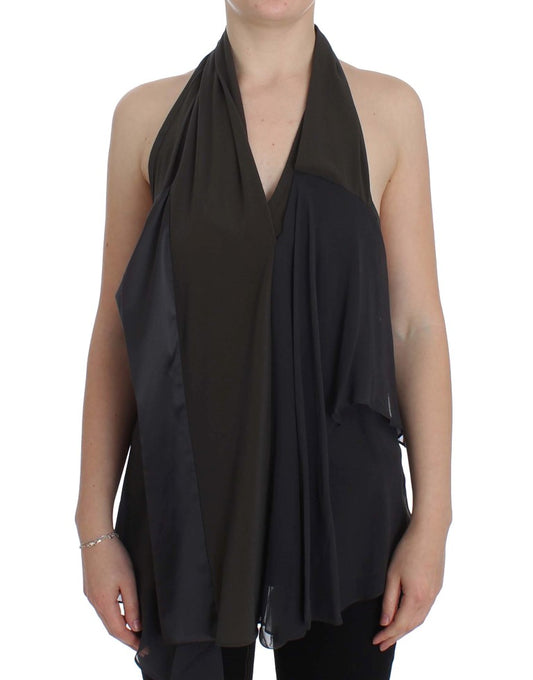 CORA GROPPO Graublaues Stretchbluse -Oberteil