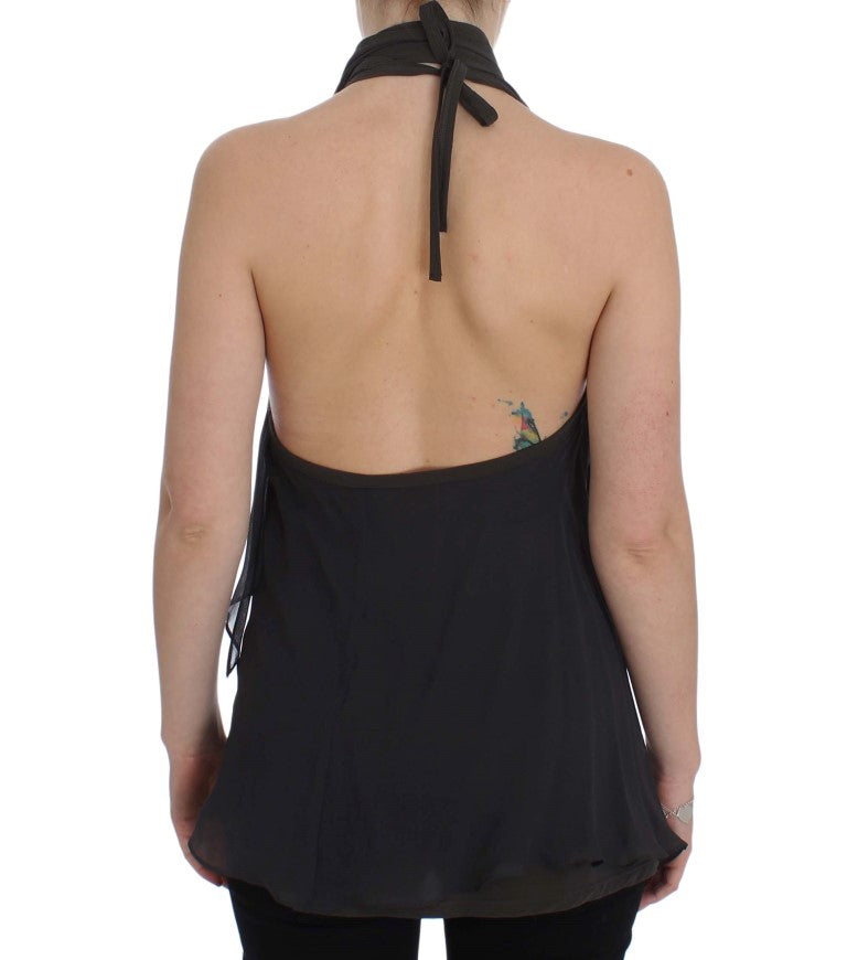 CORA GROPPO Graublaues Stretchbluse -Oberteil