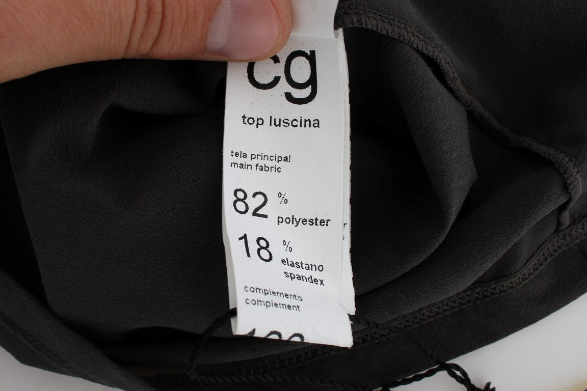 CORA GROPPO Graublaues Stretchbluse -Oberteil