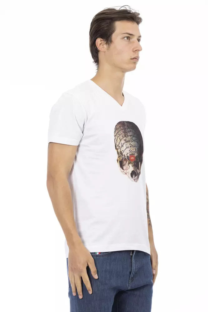 Trussardi Action Weiße Baumwolle herren T-Shirt mit V-Neck