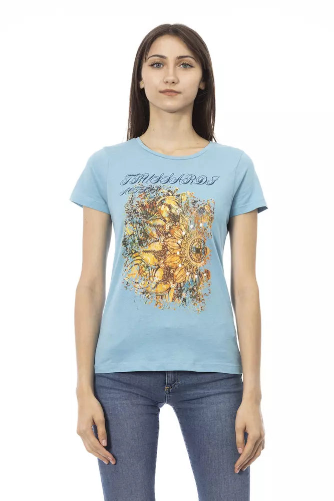 Trussardi Action Hellblaue Baumwolle damen T-Shirt