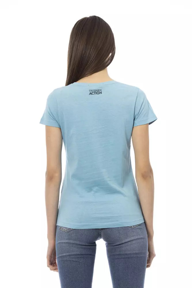 Trussardi Action Hellblaue Baumwolle damen T-Shirt