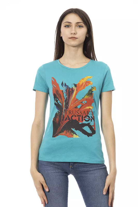Trussardi Action Hellblaue Baumwolle damen T-Shirt