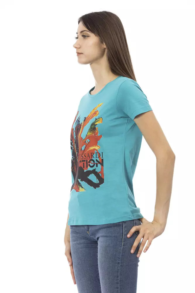 Trussardi Action Hellblaue Baumwolle damen T-Shirt