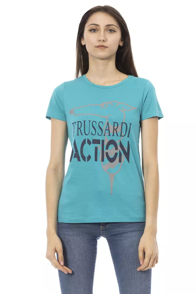 Trussardi Action Hellblaue Baumwolle damen T-Shirt
