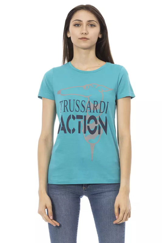 Trussardi Action Hellblaue Baumwolle damen T-Shirt