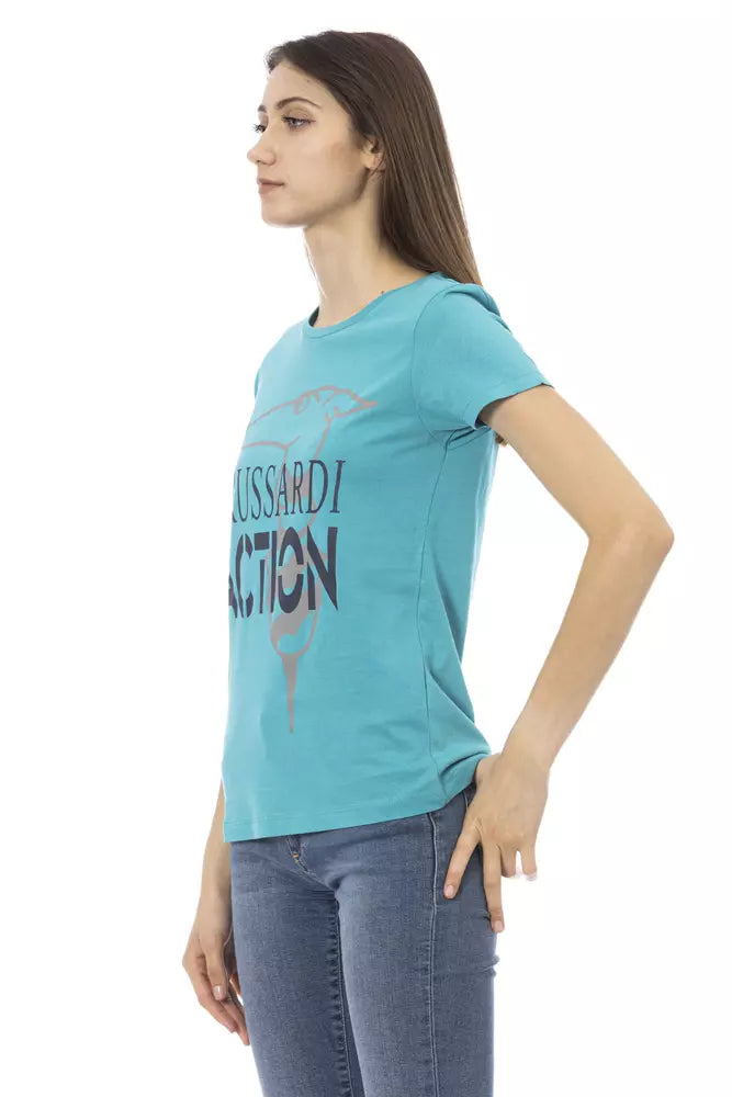 Trussardi Action Hellblaue Baumwolle damen T-Shirt