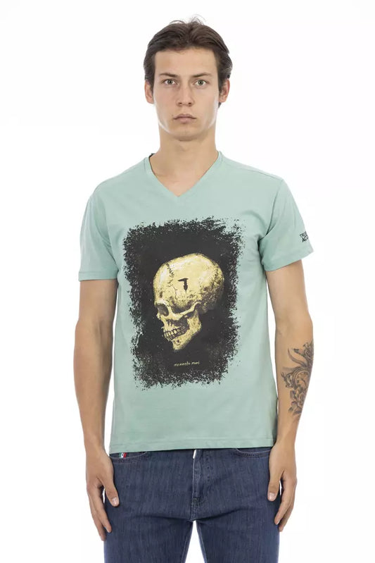 Trussardi Action Grüne Baumwolle herren T-Shirt mit V-Neck