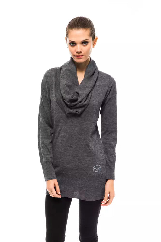 Montana Blu Graue Wolle damen Pullover