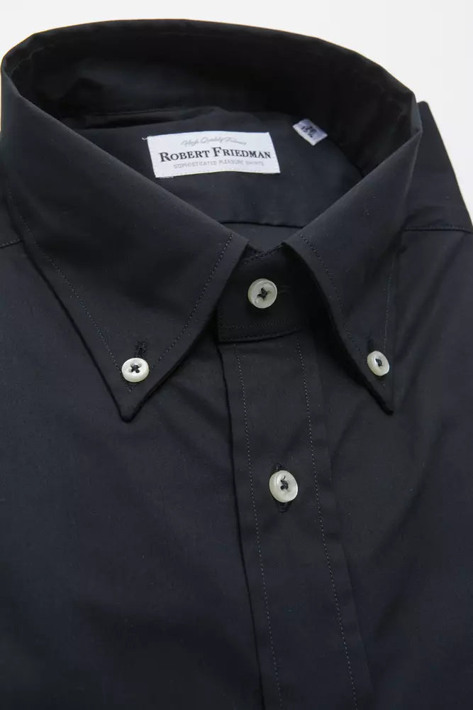 Robert Friedman Schwarze Baumwolle herren Hemd