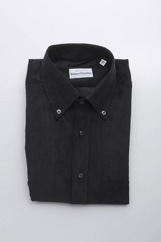 Robert Friedman Schwarze Baumwolle herren Hemd