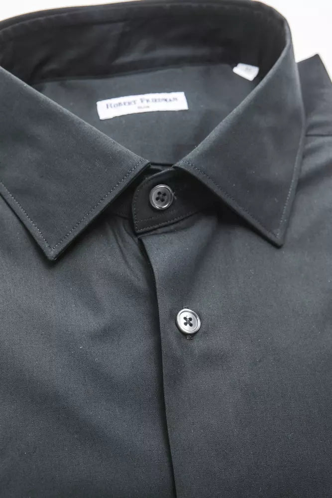 Robert Friedman Schwarze Baumwolle herren Hemd