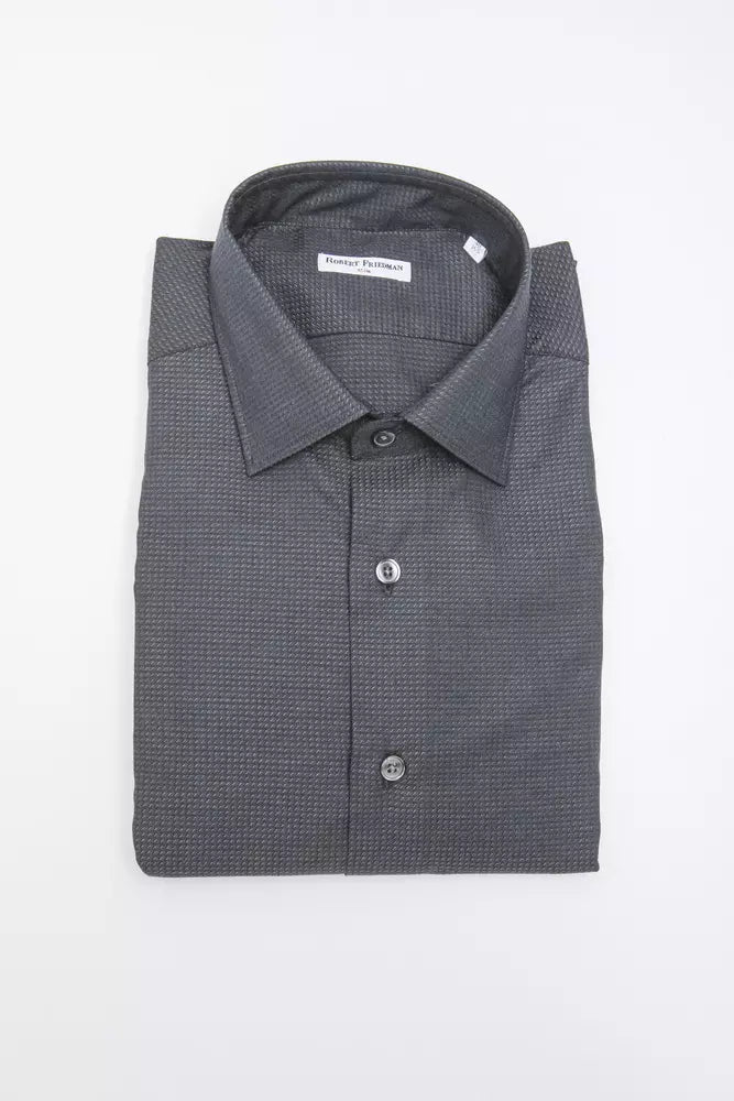 Robert Friedman Schwarze Baumwolle herren Hemd