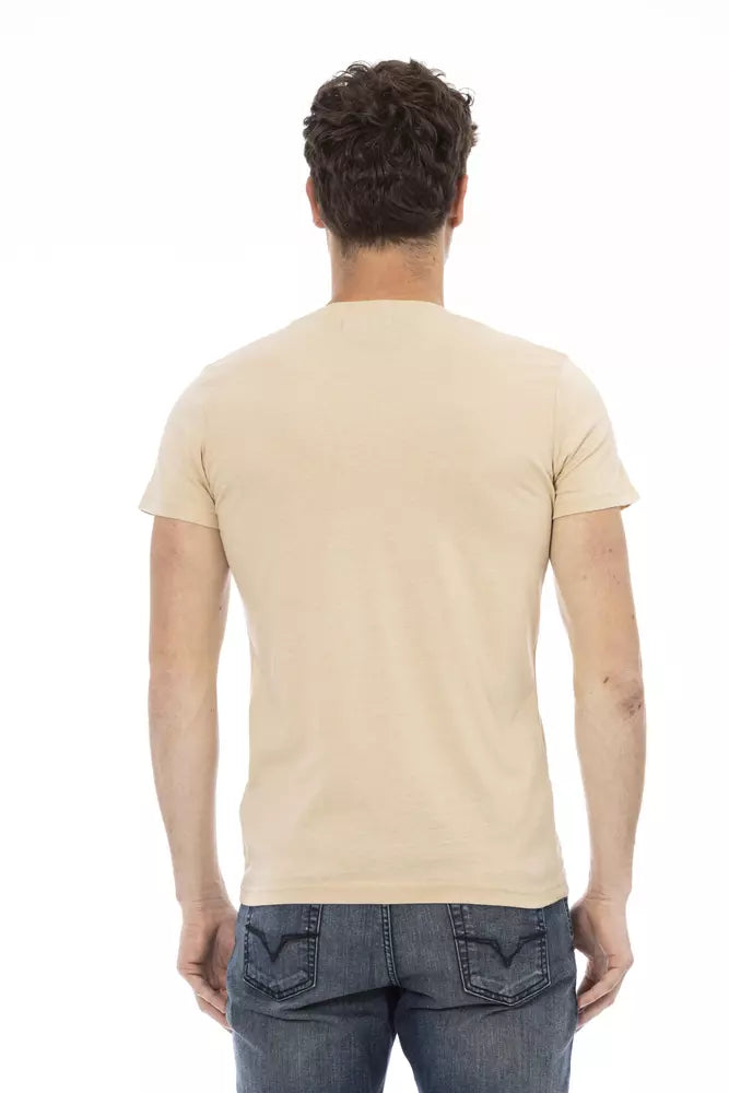 Trussardi Action Beige Baumwolle herren T-Shirt mit V-Neck