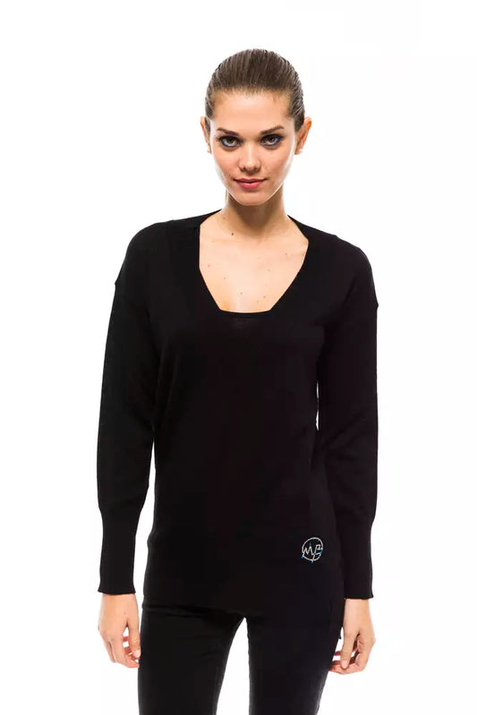 Montana Blu Schwarze Wolle damen Pullover