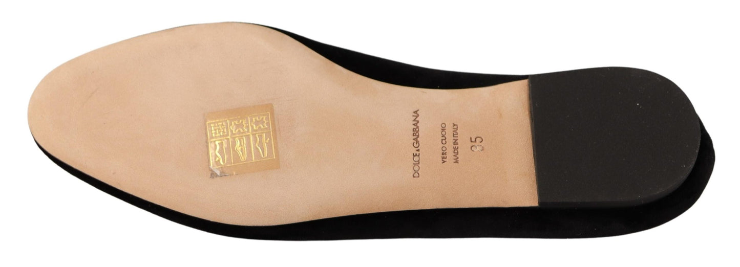 Dolce & Gabbana Black DG Sacred Heart Patch Slip On Chaussures plates