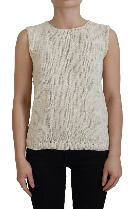 PINK MEMORIES Beige Baumwolle Blend Ärmelloses runder Neck -Tanktop