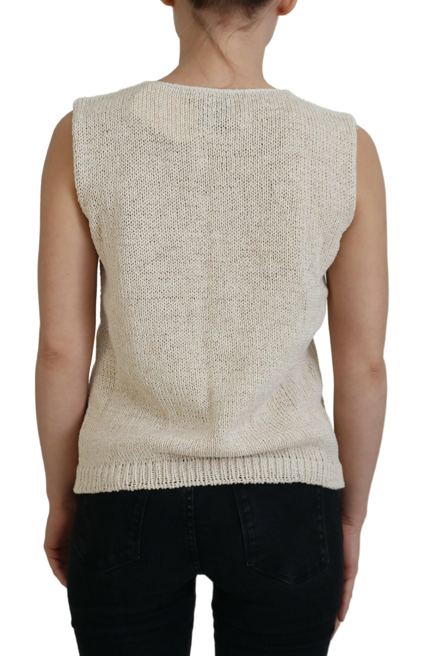 PINK MEMORIES Beige Baumwolle Blend Ärmelloses runder Neck -Tanktop
