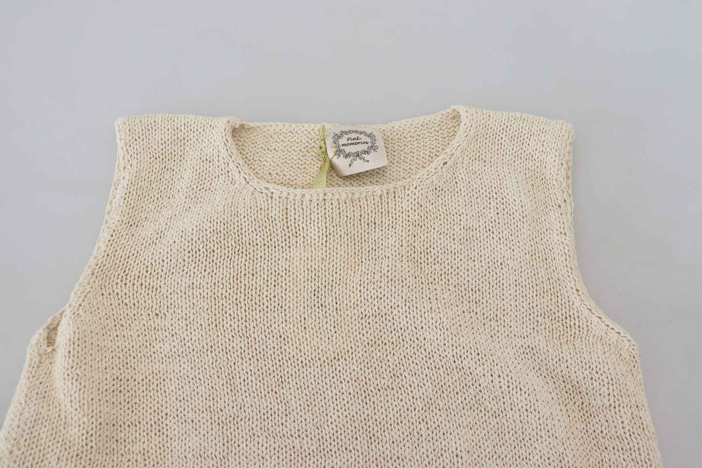 PINK MEMORIES Beige Baumwolle Blend Ärmelloses runder Neck -Tanktop