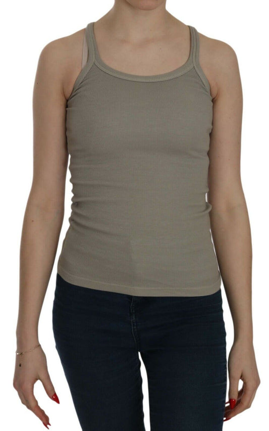 PINK MEMORIES Beige ärmellose Spaghetti -Gurt -Tankbluse