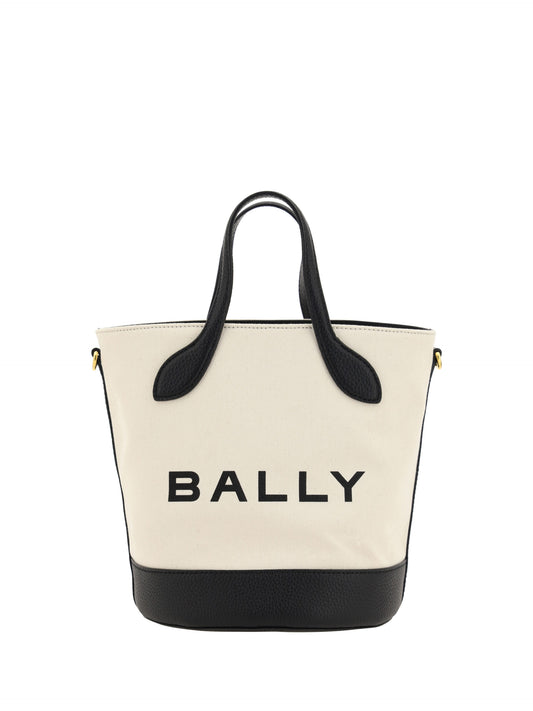 Bally Elegantes Monogramm Bucket Tasche in Schwarzweiß