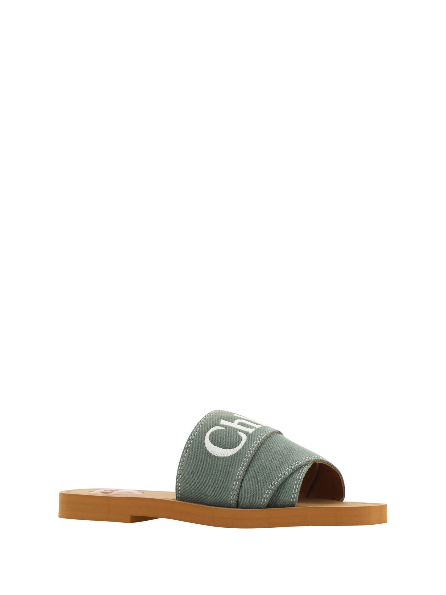 Chloé Coton vert forêt élégant Slides